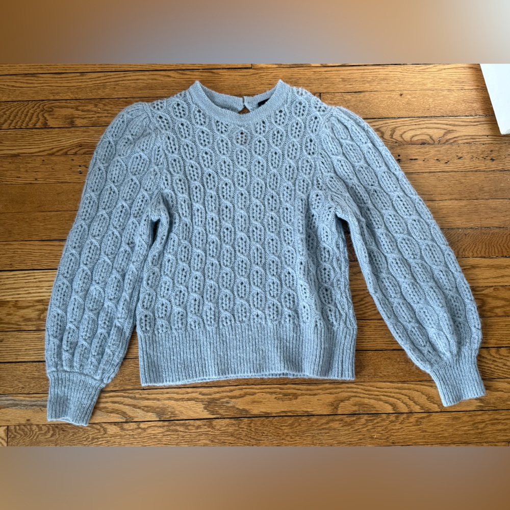 J Crew Light Blue Textured Crewneck Sweater - Size Small